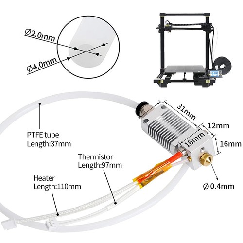 24V Hotend Kit V5 J-head for Anycubic E3D V5 Vyper/Chiron 3D Printer Parts - Bild 6 von 13