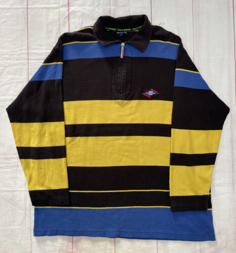 Vintage Ralph Lauren Polo Sport Colorblock 1/4 Zip 1990s Big Stripe Rugby XL