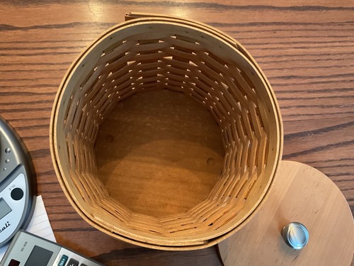 Longaberger Canister Basket Storage with LID 7.5”high x 6.75”wide Wood Lid - Picture 8 of 9