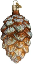 Woodland Pine Cone Blown Glass Ornament by Old World Christmas 