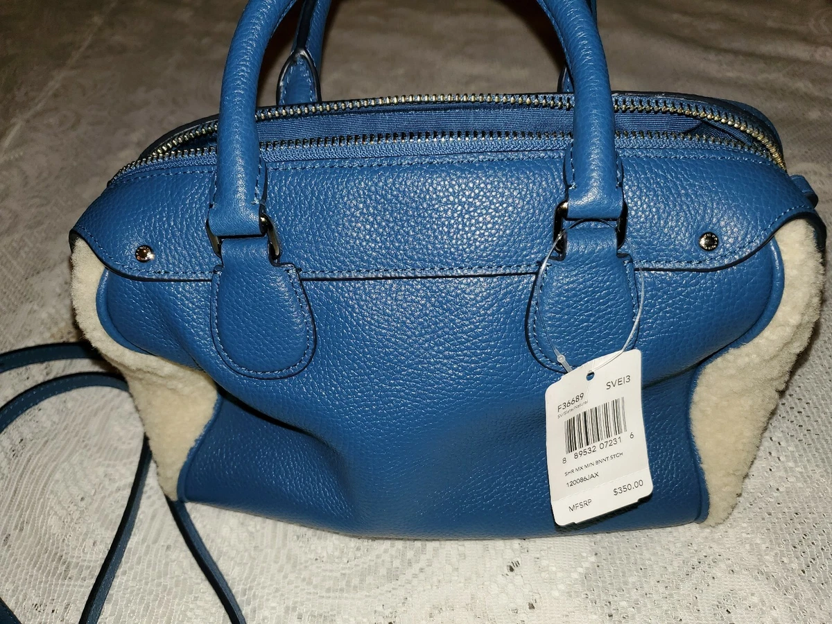 NWT Authentic COACH Shearling And soft Leather MINI BENNETT SATCHEL - Blue