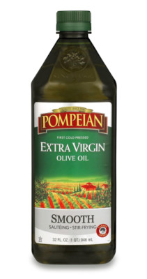 Pompeian Smooth Extra Virgin Olive Oil, First Cold Pressed, offers a mild