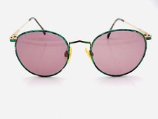Vintage Marchon Gold Green Metal Oval Sunglasses FRAMES ONLY