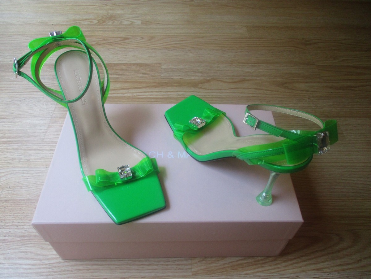 $1035 Mach & Mach French Bow 95 Pump Sandals Crystal PVC sz