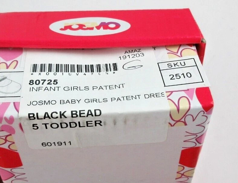 Zapatos de vestir Josmo infantiles niñas charol cuentas negras talla 5 niño pequeño Foto 2 de 4