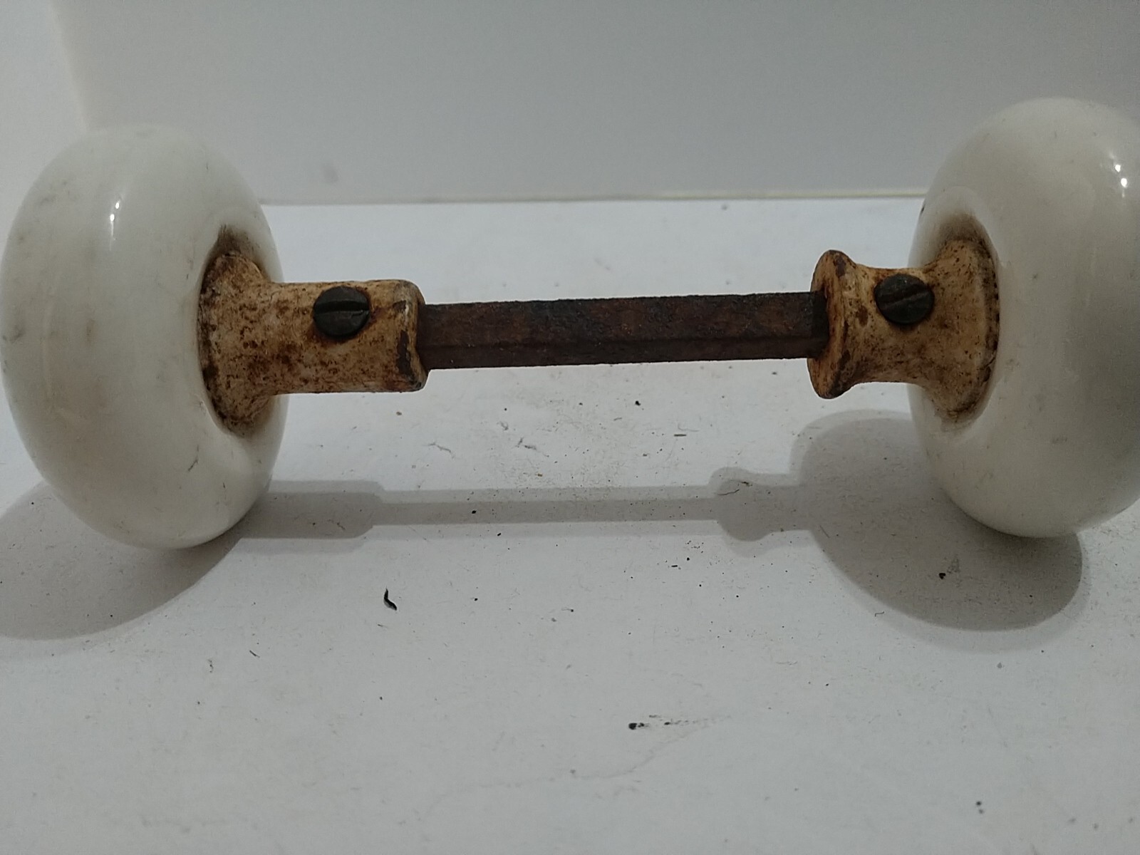 Antique Vintage Pair Mortise White Porcelain Door Knobs Victorian eBay