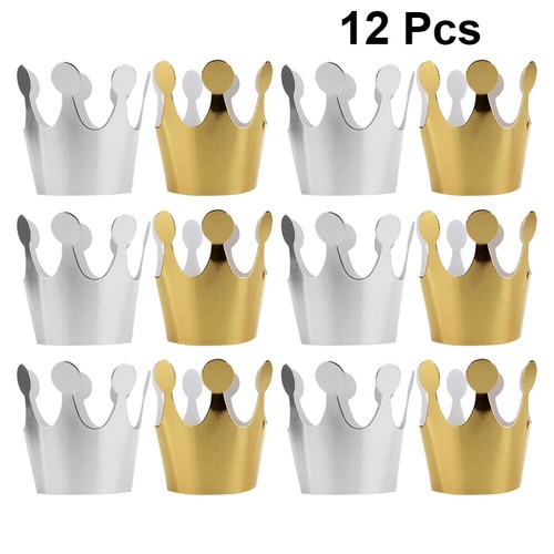 12 PIEZAS Sombreros de Corona de Papel Coronas de Cumpleaños para Niños Decoraciones de Fiesta - Imagen 7 de 12