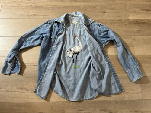 Vintage 1970s JCPenny Big Mac Button Up Women's Floral Embroidered Animals Denim - Picture 3 of 17
