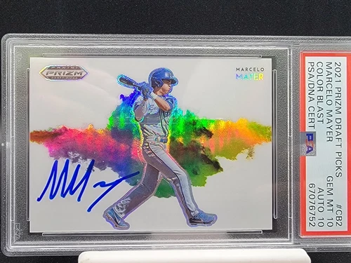 SIGNED 2021 Panini Prizm Draft MARCELO MAYER Color Blast SSP DUAL PSA 10 AUTO 10