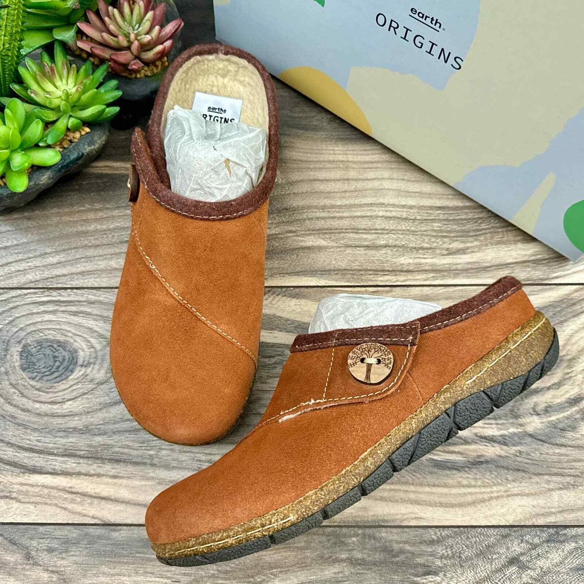 NIB Earth Origins Ezra 8N NARROW 39 Acorn Brown Slip On Clogs Suede | eBay