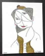 BRUCE W. HALL OUTSIDER NAIVE FOLK ART PORTRAIT ORIGINAL DRAWING 2004 #36