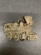 New Train Locomotive Railroad Steam Engine Brass Belt Buckle