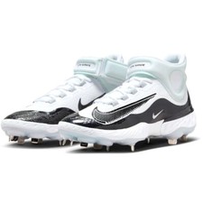 Nike Alpha Huarache Elite 4 Metal Baseball Cleats FD2744-101 White/Black Size 7