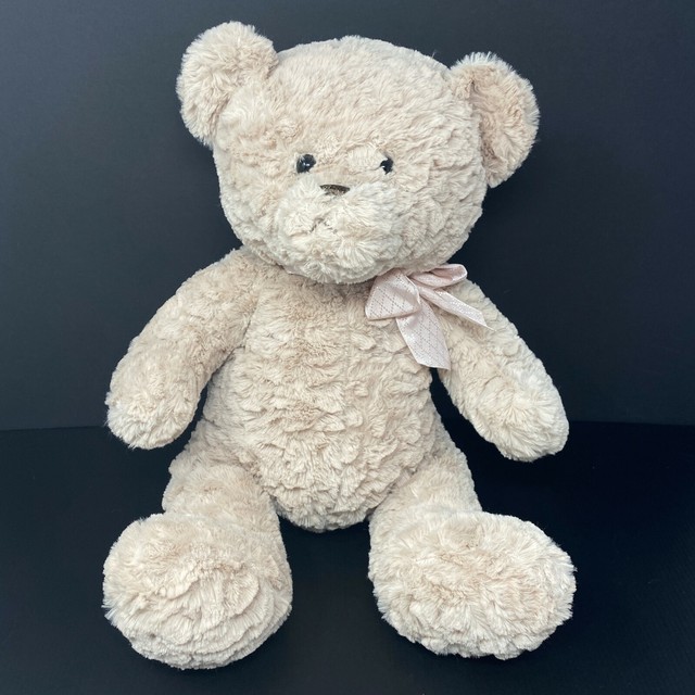 KellyToy Plush Original Teddy Bear Tan Beige Swirl Fur Pink Bow 20