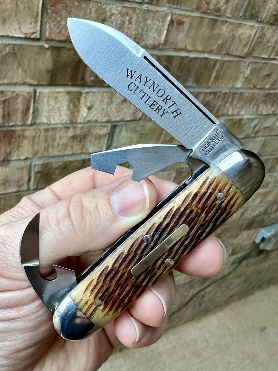 NEW GREAT EASTERN CUTLERY 35 GEC ANTIQUE AMBER BONE WAYNORTH