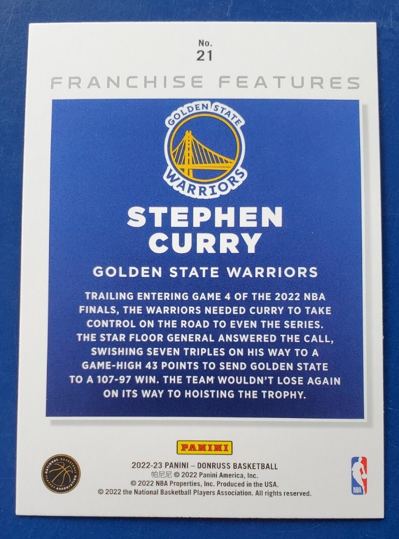 2022-23 Donruss Franchise Features Stephen Curry Golden State