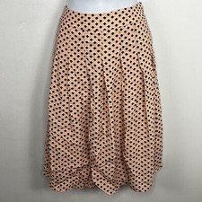 Talbots Petites Peach Geometric Midi Skirt sz 8P Preppy Romantic Light Academia
