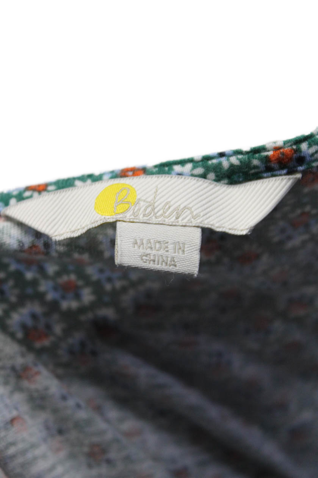 Boden Womens Floral Print Short Sleeves A Line Dress Green Multi