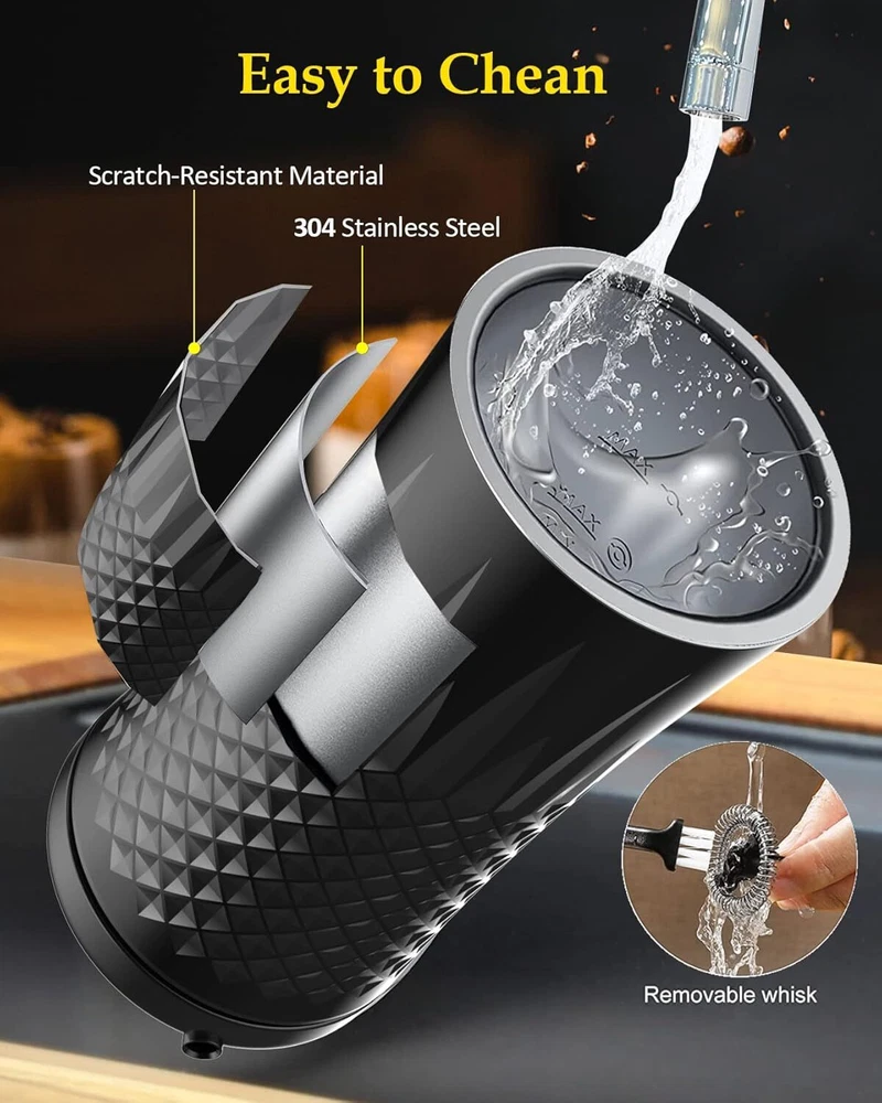 Milk Frother, Ausyle 4-in-1 Electric Frother and Steamer, Non-Slip Black Milk Frother, Ausyle 4-in-1 Electric Frother and Steamer, Non-Slip Black