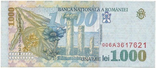 RUMANIA 1998 Ligeramente Circulada Crispy ""1000 LEI"" Nota ESPECTÁCULOS Poeta MIHAI EMINESCU - Imagen 3 de 3