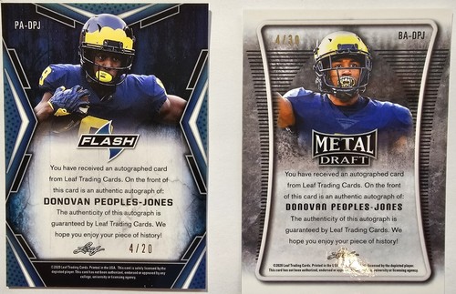 2 2020 Leaf Donovan Peoples-Jones Auto Metal Draft BA-DPJ /30 PA-DPJ /20 - Bild 2 von 2