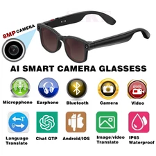 AI smart glasses with bluetooth and camera and Image and video translate