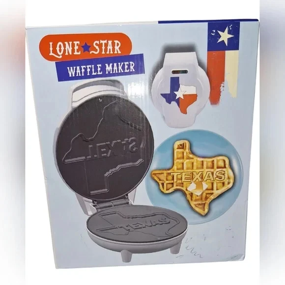 Brand New Lone Star Texas-Shaped Waffle Maker – Texas State Outline – Non-Stick