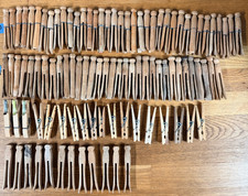 Lot of 100 Vintage Wood Clothes Pins Assorted Design Round and Flat Head 3-4"