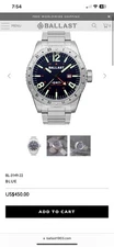 Ballast BL-3149-22 Mens Chronograph Watch Stainless Steel Blue Face