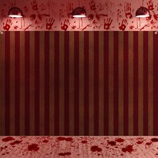 Halloween Creepy Carnival Backdrop Horrible Bloody Circus Tent 7x5 Ft 2 PCS
