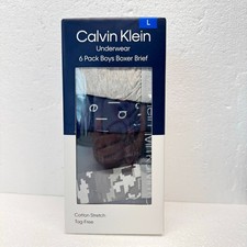 Calvin Klein Boys Boxer Briefs 6 Pack Large Cotton Stretch Tagless Underwear NEW