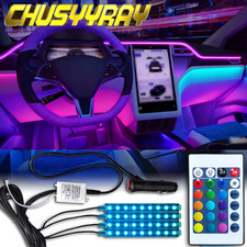 Rgb Led Glow Interior Car Lamp Kit Under Dash Foot Well Seats Inside Lighting Us