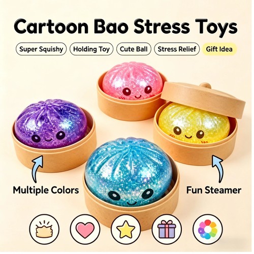 Dumpling Toy Rarest Colour Rare Glitter Dumpling Squishy Toy Mystery Blind Box Bao Bun Stress ...