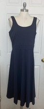 Ann Taylor Size 10 Navy Blue Ponte Flare Dress Sleeveless Women’s