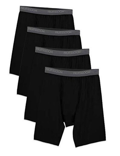 Men's Microfiber Boxer Briefs XX-Large Long Leg Long Leg - 4 Pack - Black