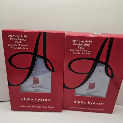 2 Lot Alpha Hydrox Intensive 14% Glycolic AHA Peel Anti-Wrinkle Facial Masks 12 