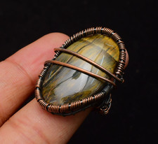 Neelite Gemstone Copper Wire Wrapped Handmade Jewelry Ring Size 7