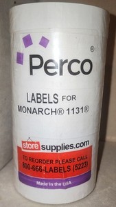 Perco White Blank Pricing Labels for Monarch 1131 8 Rolls