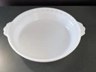 Vintage PYREX White Milk Glass Pie Plate Baking Dish Scalloped Edge Handles 228