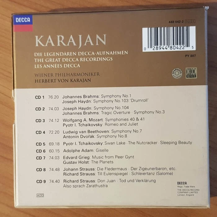 HERBERT VON KARAJAN Die legendären Decca-Aufnahmen BOX EX/EX(9CD) - Bild 4 von 4