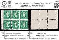 8499: GB SG542Wi 1½d Green. Spec SB62d 1955 Mi284xZ Mint MNH C£40