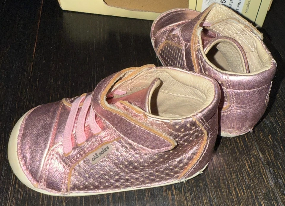 Old Soles Baby Infant Girls Pink Metallic High Tops Pave Cheer EU 20 US size 4 - Image 4 of 4