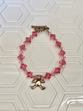 Child s Bracelet Pink Crystals Teddy Bear Charm childs bracelet teddy bear