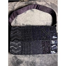 Hand Beaded Navy dark blue Evening Bag Sequin Patchwork Shoulder Purse NWT
