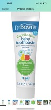 Dr. Brown s Fluoride-Free Baby Toothpaste,Safe to Swallow, Apple Pear 3 Tubes