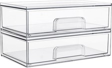 12.1''W Clear Stackable Storage Drawers,2 Pack Acrylic Plastic Organizers Bins