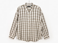 Vintage GUESS Classics Men's L Plaid Lien Cotton Button Up Long Sleeve Shirt