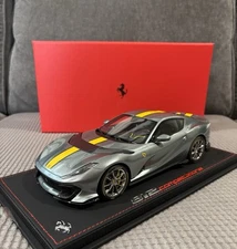1/18 BBR 2021 Ferrari 812 Competizione Grigio Coburn Grey Yellow Stripe Limited