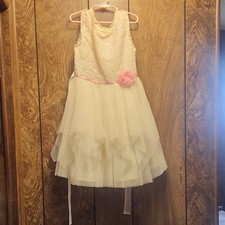 Jona Michelle Girls 7 Ivory Sequin Tulle Fit ...