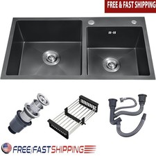 Stainless Steel Double Bowl Kitchen Sink Quiet Nano Coating Efficient Drainage